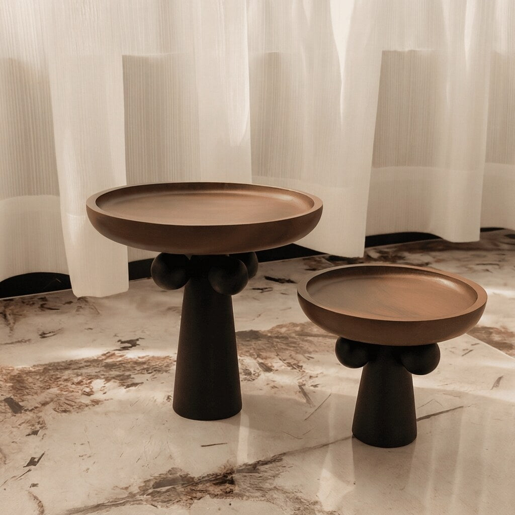 Plateau bois sculptural – Piédestal pour bougies et bijoux