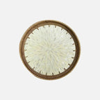 Plateau feuille lotus – rattan tressé à la main, incrustation nacre