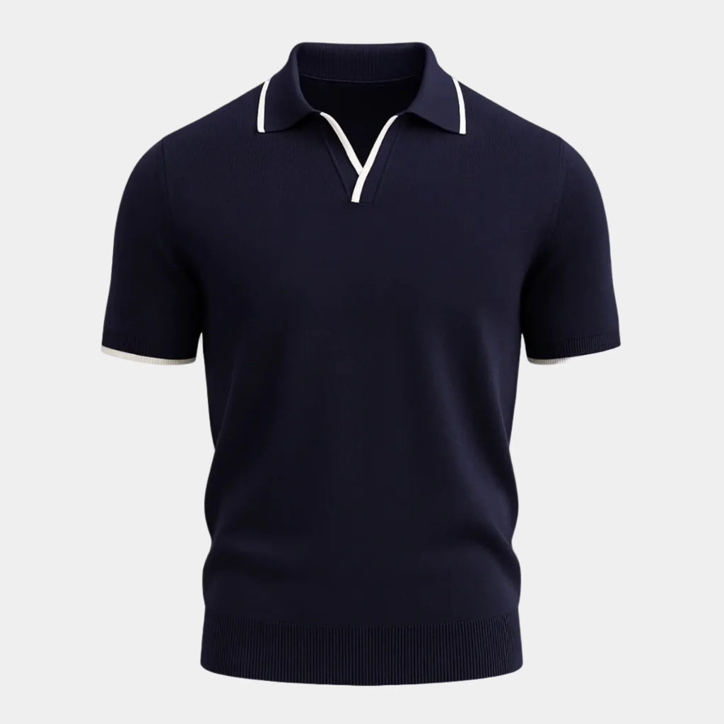 Polo homme – col ouvert sans boutons, manches courtes