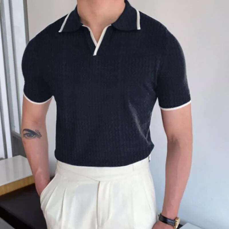 Polo homme – col ouvert sans boutons, manches courtes