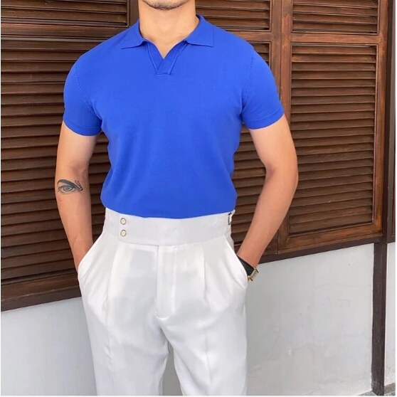 Polo homme – col ouvert sans boutons, manches courtes