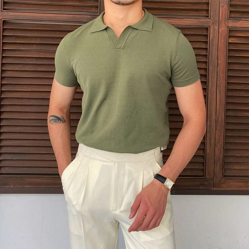 Polo homme – col ouvert sans boutons, manches courtes