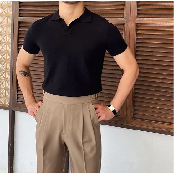 Polo homme – col ouvert sans boutons, manches courtes