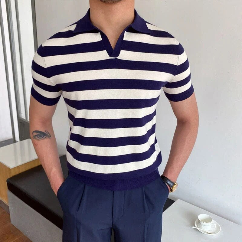 Polo homme – col ouvert sans boutons, manches courtes