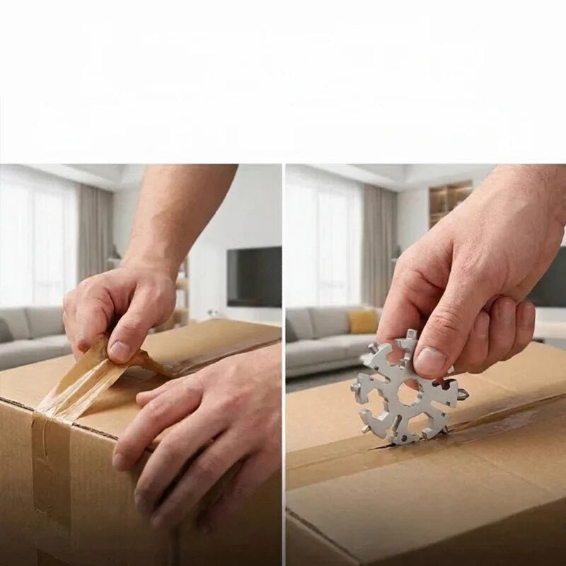 Porte-clés décapsuleur multifonction en inox