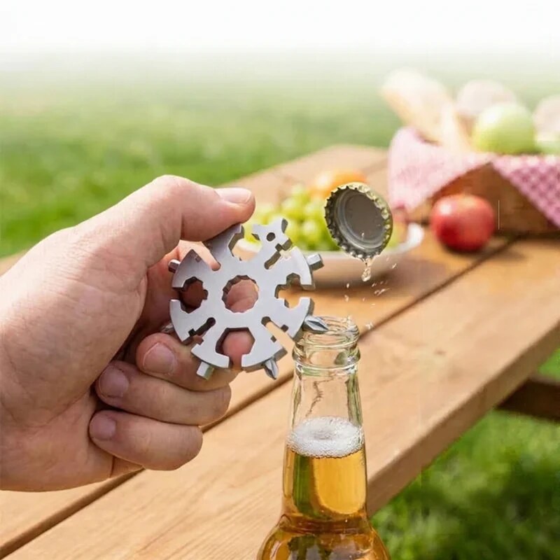 Porte-clés décapsuleur multifonction en inox