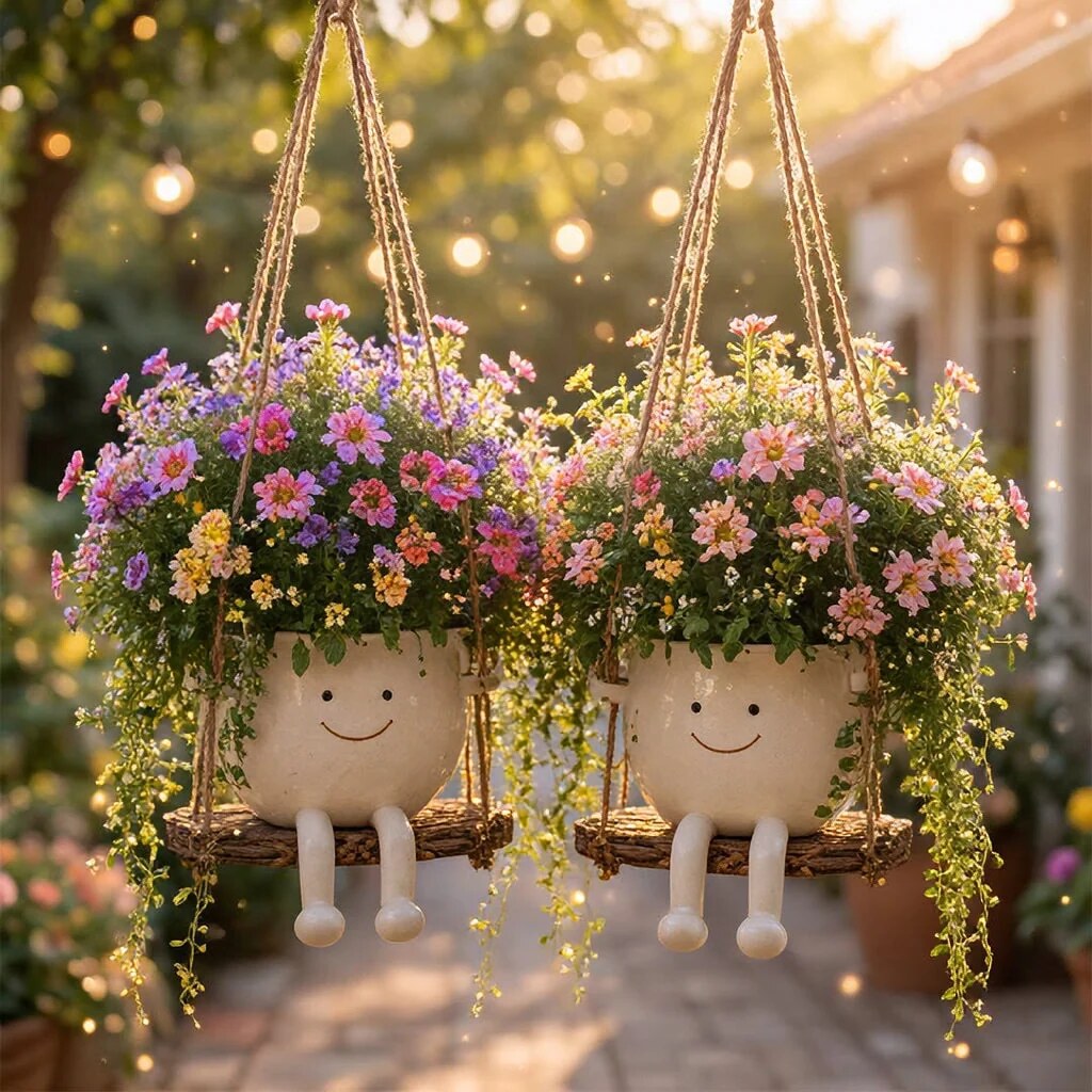 Pot de fleurs suspendu avec corde – suspension design