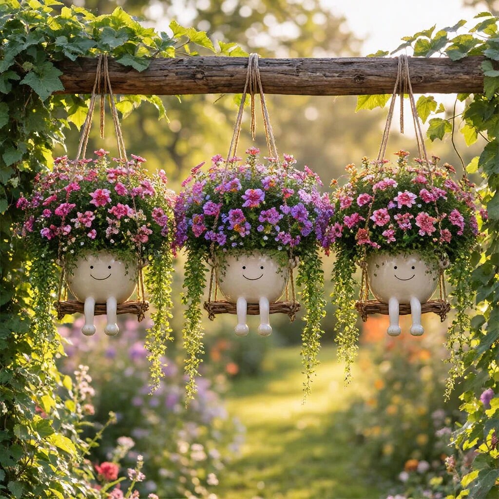 Pot de fleurs suspendu avec corde – suspension design