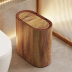 Poubelle finition marbre – design ovale avec couvercle pour salle de bain
