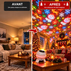 Salon avant et après avec le projecteur de Noël