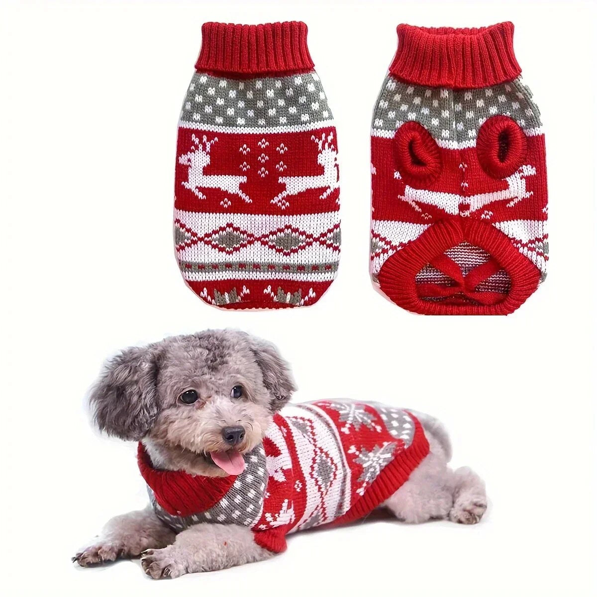 Pull de Noël pour chien – maille acrylique, intérieur et extérieur
