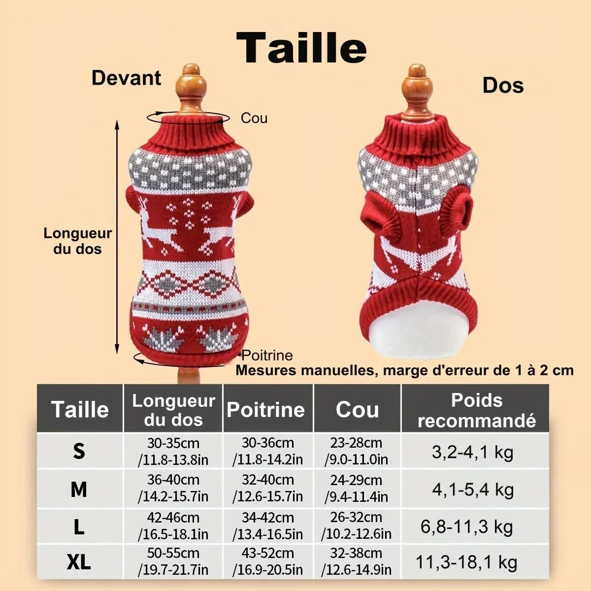 Pull de Noël pour chien – maille acrylique, intérieur et extérieur