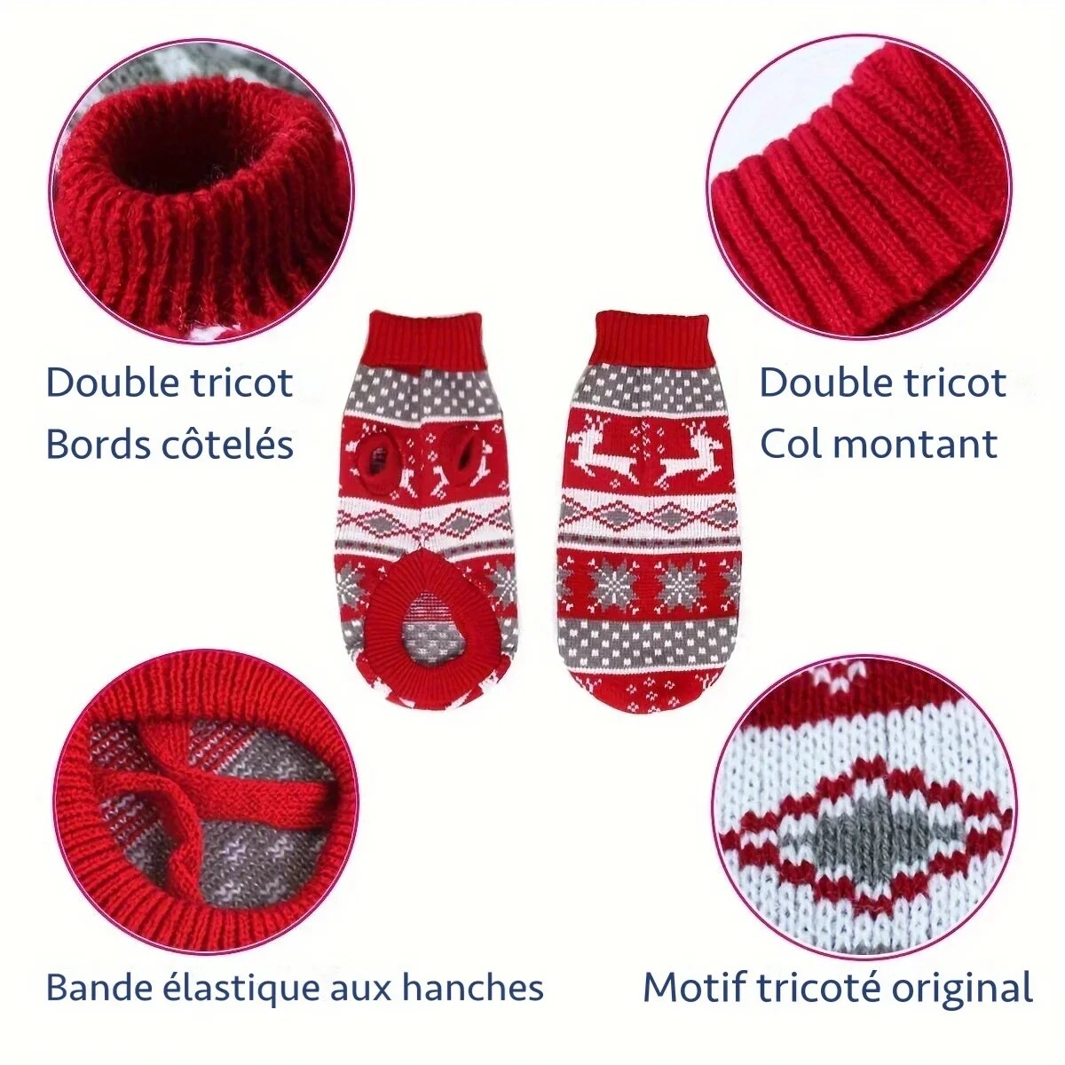 Pull de Noël pour chien – maille acrylique, intérieur et extérieur