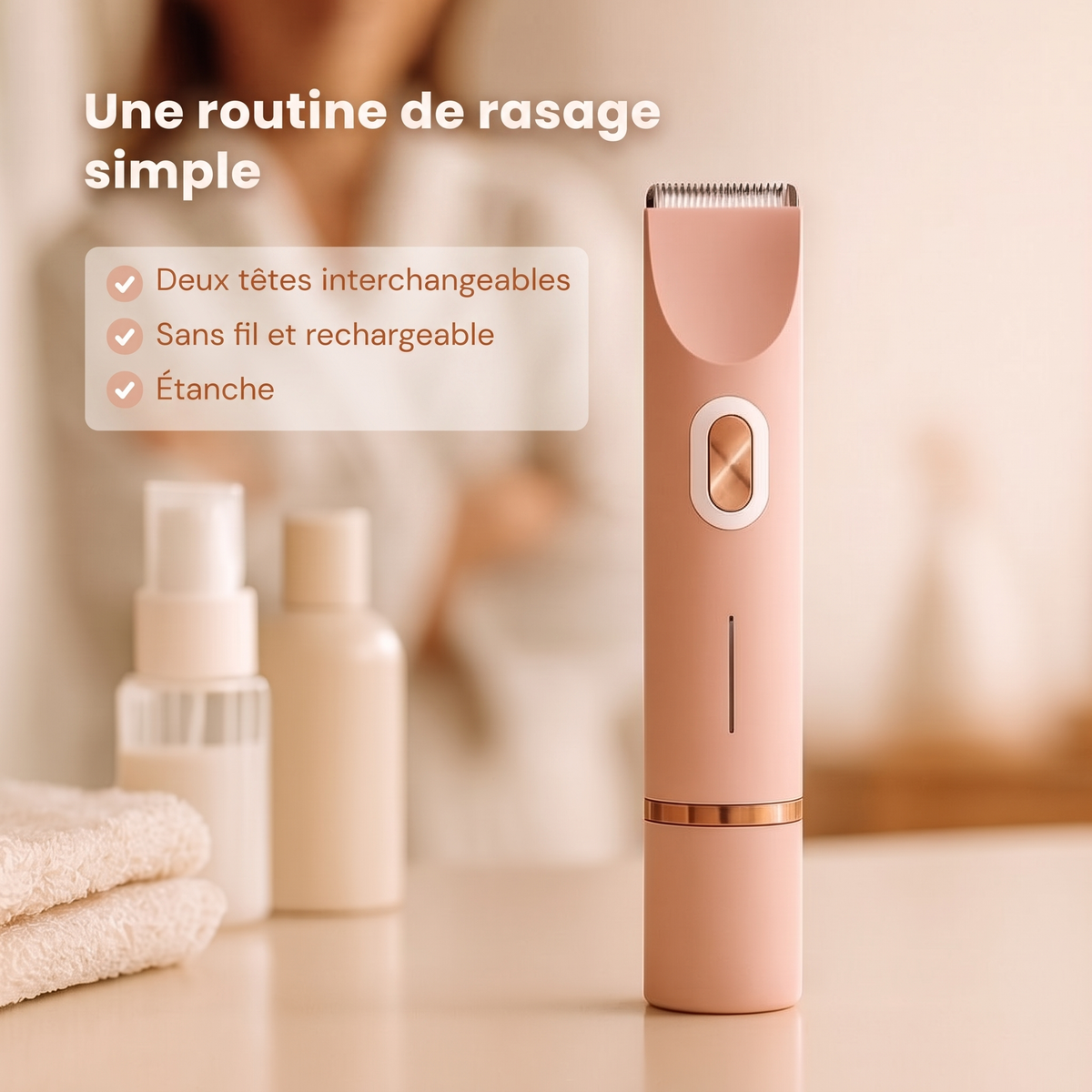Rasoir intime électrique sans fil – deux têtes interchangeables, étanche