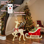 Renne lumineux de Noël – décoration musicale avec traîneau