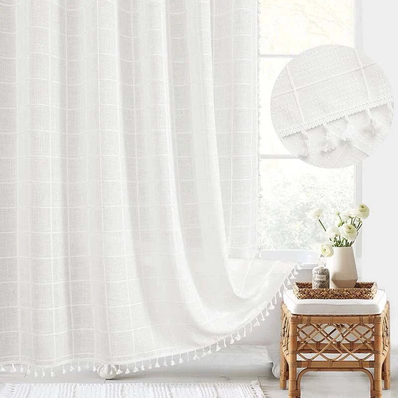 Rideaux de douche – lin imperméable avec motifs bohèmes