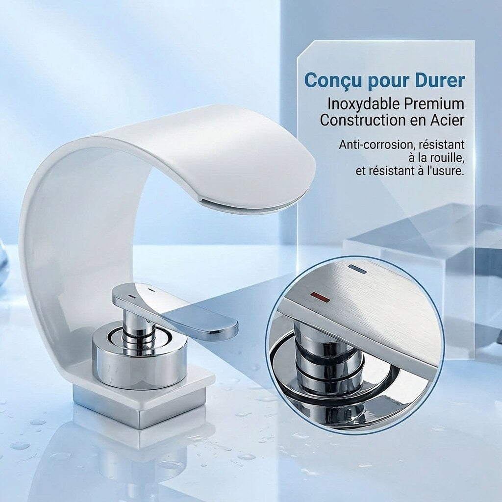 Robinetterie de vasque – cascade design croissant chromé