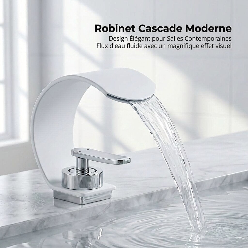 Robinetterie de vasque – cascade design croissant chromé