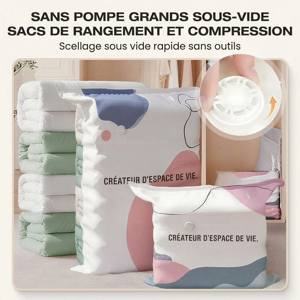 Sacs de rangement sous vide – Compression simple sans pompe
