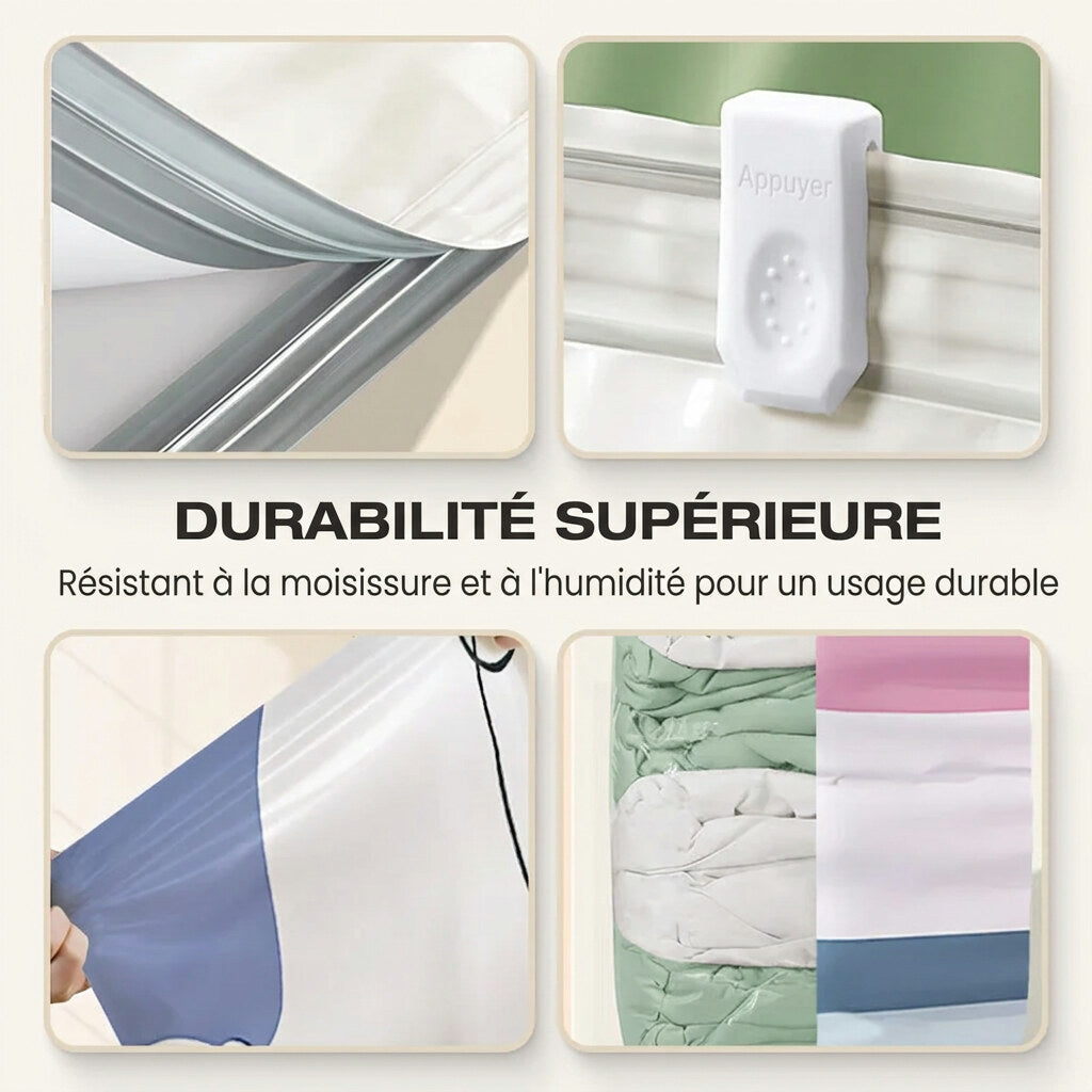 Sacs de rangement sous vide – Compression simple sans pompe