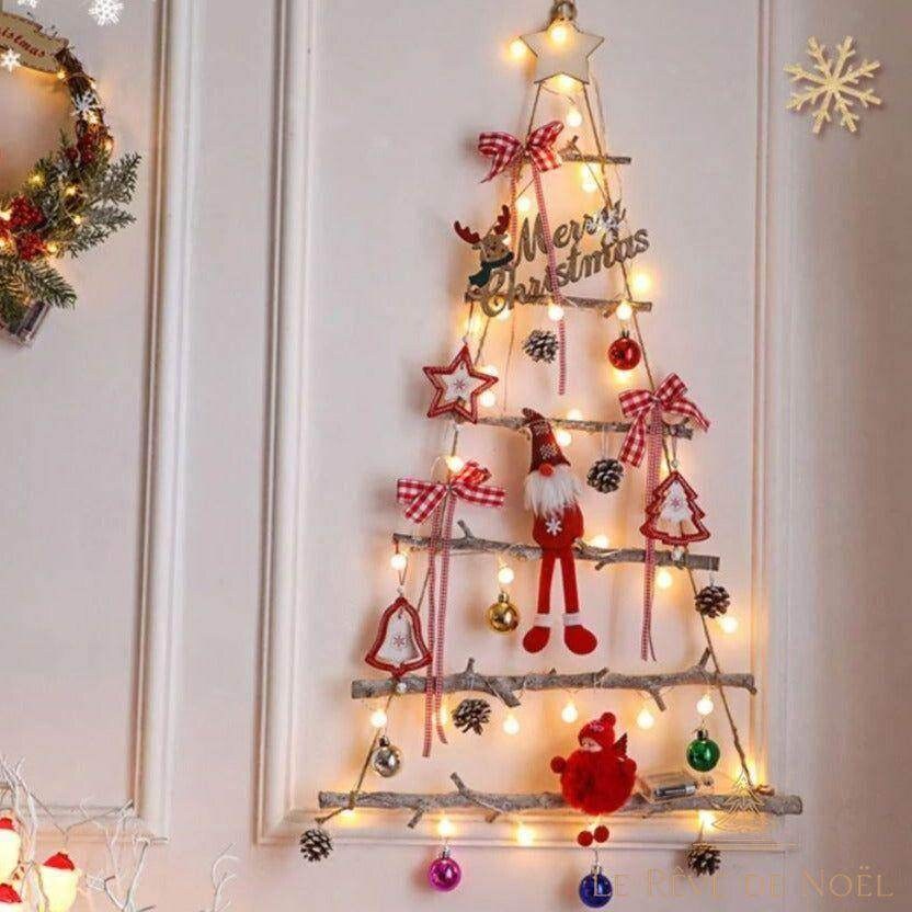 Sapin de Noël mural lumineux – décoration murale rouge