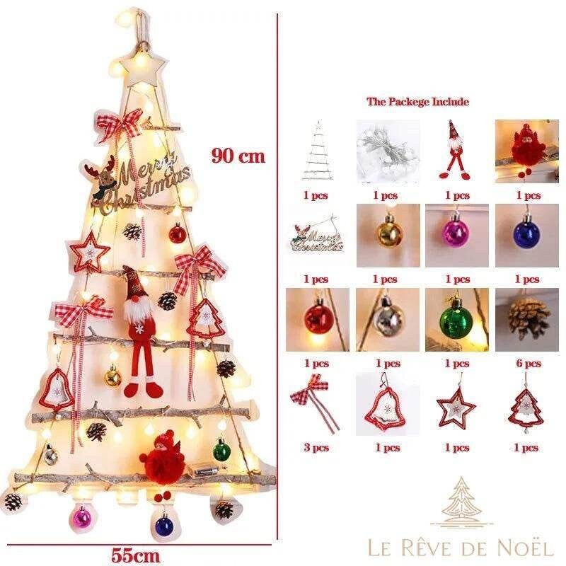 Sapin de Noël mural lumineux – décoration murale rouge