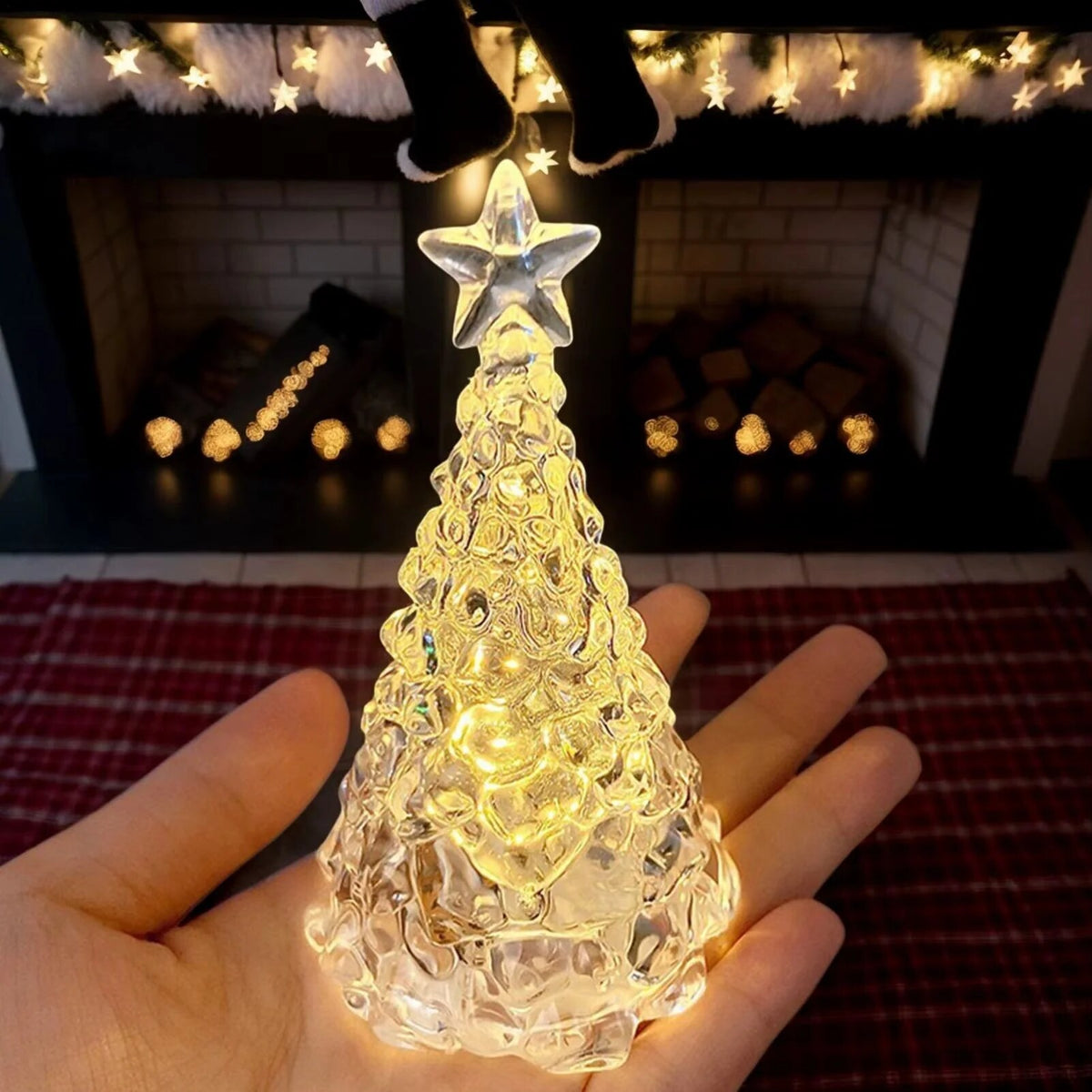 Sapin lumineux – petite veilleuse LED blanche de Noël