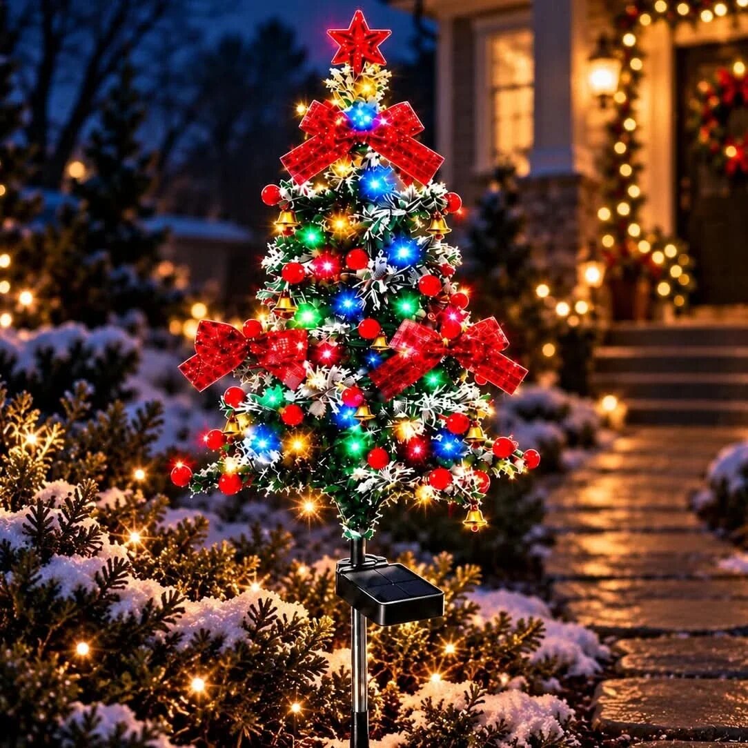Sapin lumineux solaire de noël – éclairage jardin multicolore