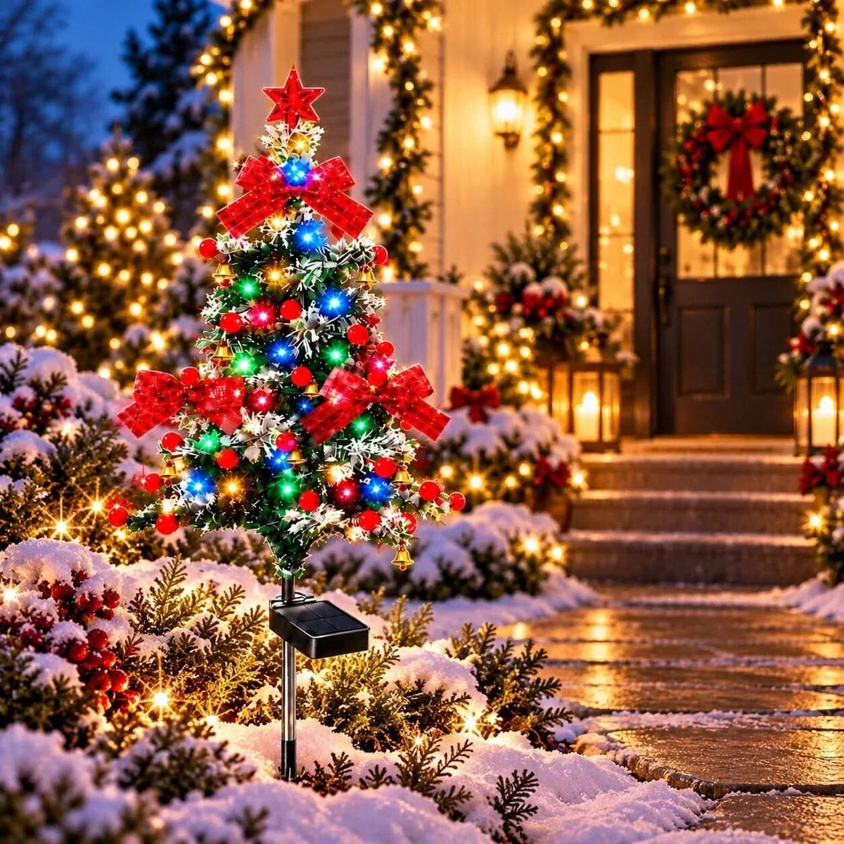 Sapin lumineux solaire de noël – éclairage jardin multicolore