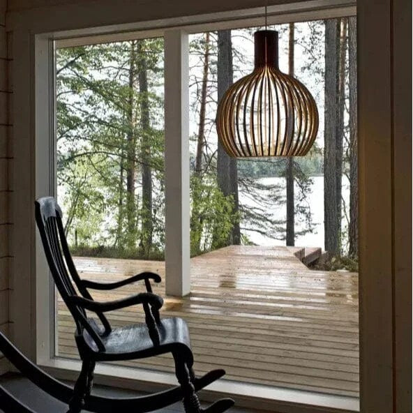 Suspension bois naturel – luminaire vintage réglable