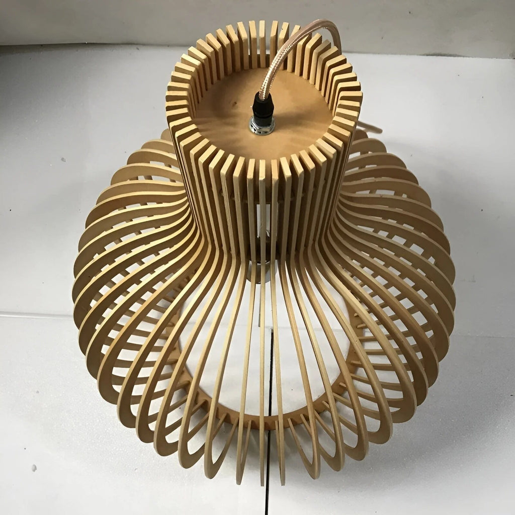 Suspension bois naturel – luminaire vintage réglable