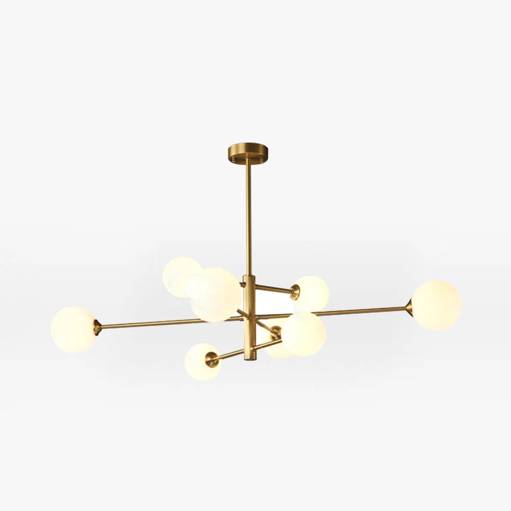 Suspension en cuivre et verre – Design géométrique épuré