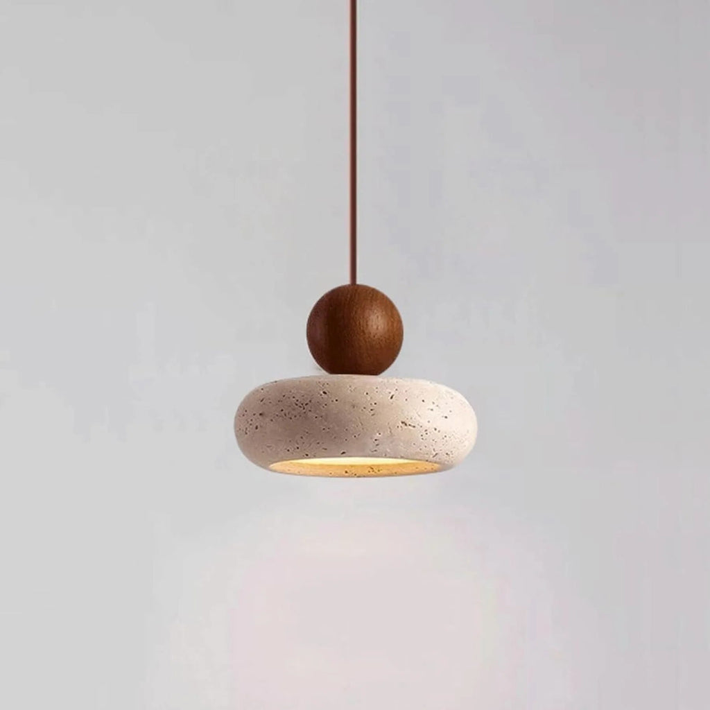 Suspension luminaire – bois et béton, lumière chaleureuse