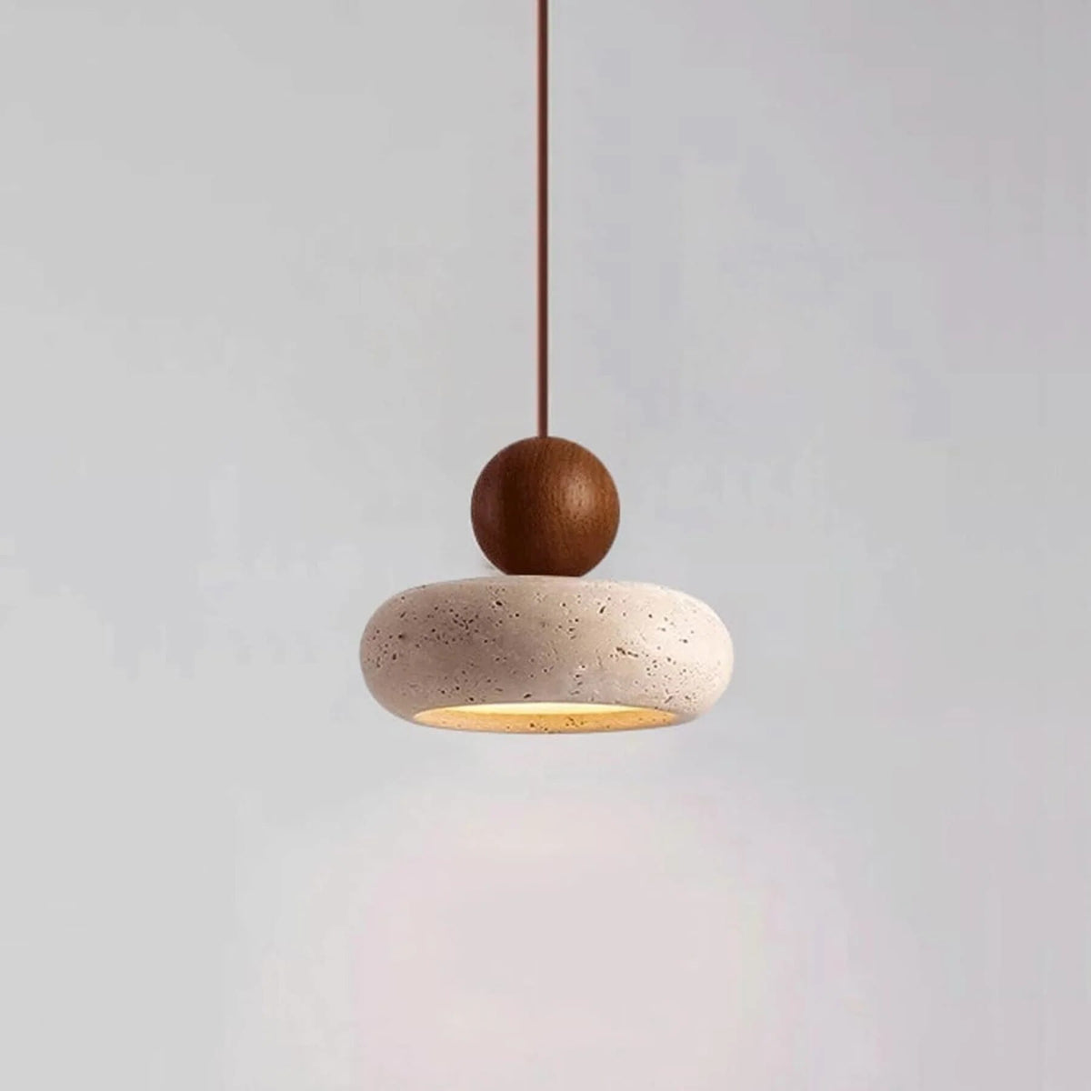 Suspension luminaire – bois et béton, lumière chaleureuse