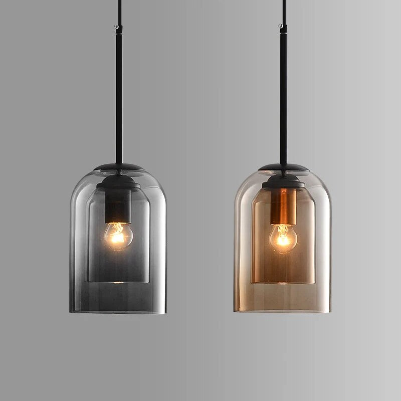 Suspension luminaire en verre teinté – scandinave épuré