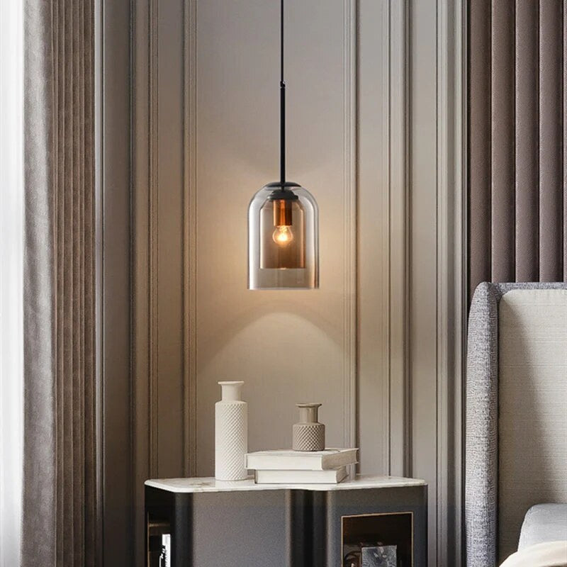 Suspension luminaire en verre teinté – scandinave épuré
