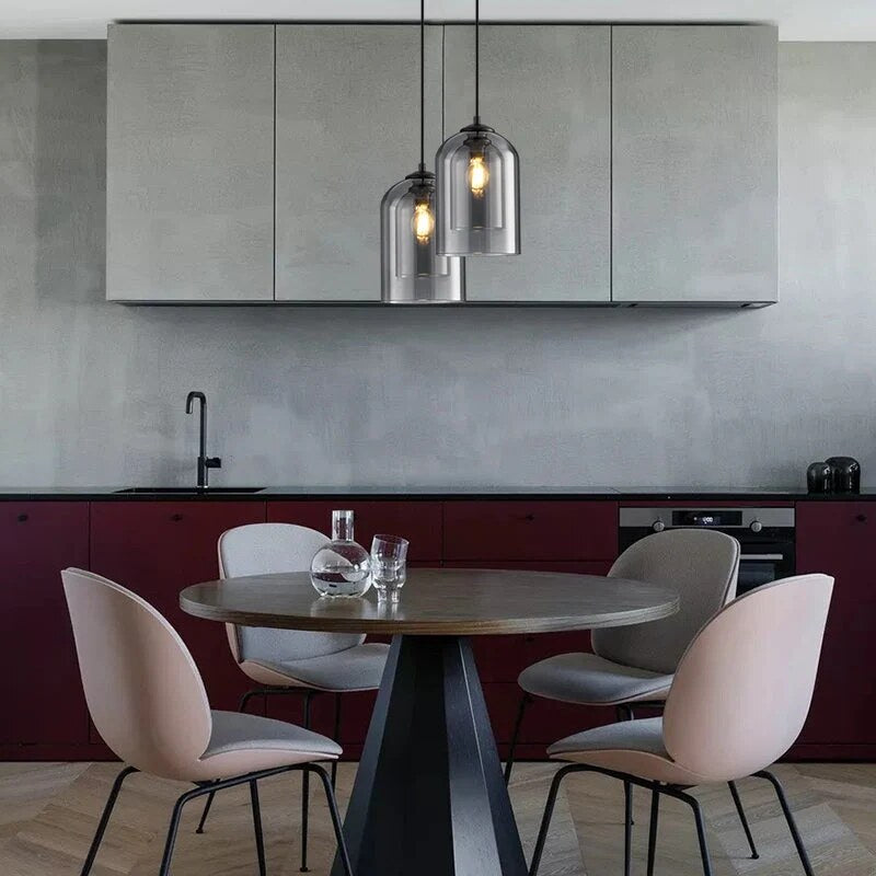 Suspension luminaire en verre teinté – scandinave épuré