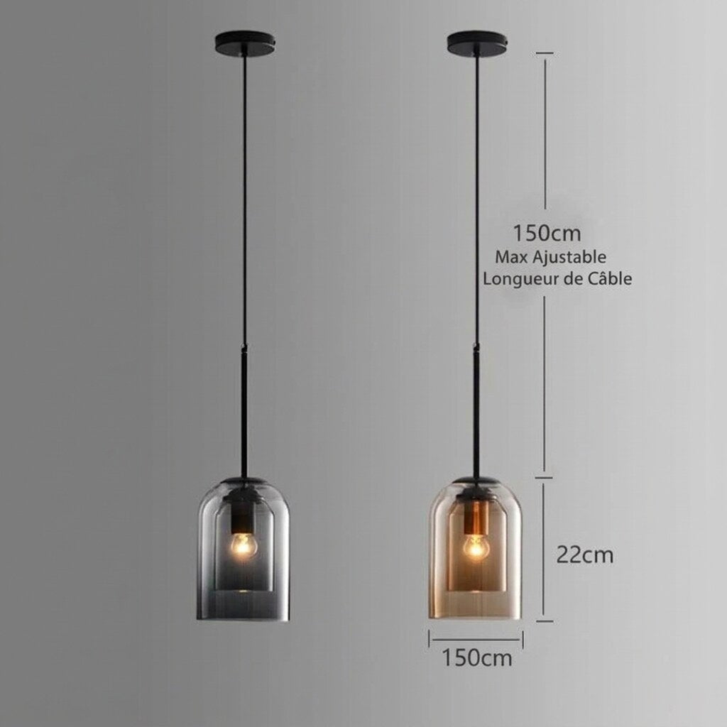 Suspension luminaire en verre teinté – scandinave épuré