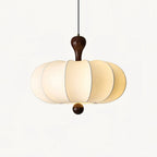 Suspension luminaire – sculpture bois et tissu blanc noyer