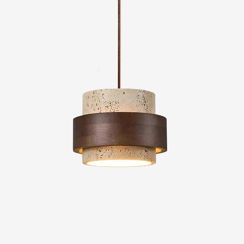 Suspension Perra en travertin – architecture bois et pierre
