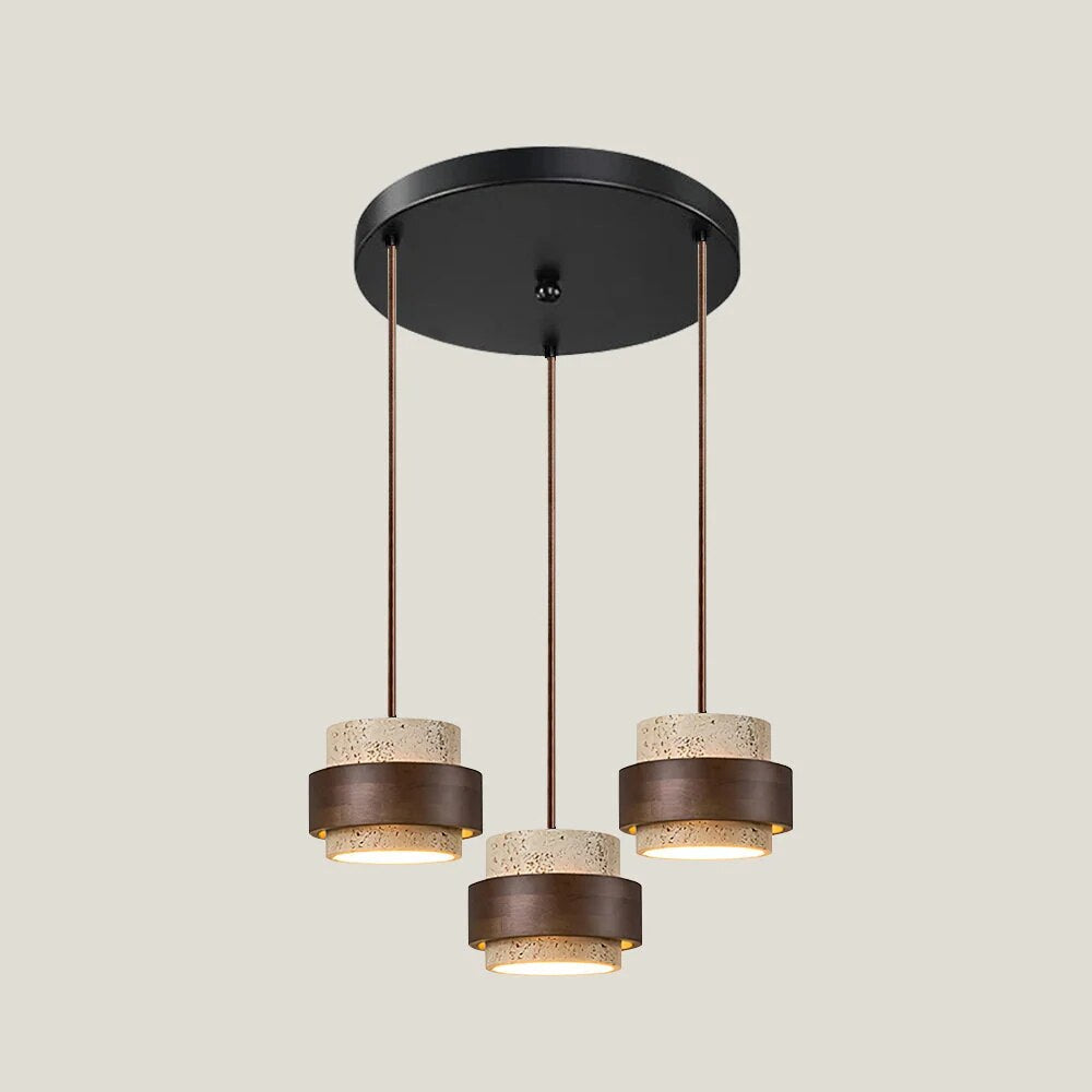 Suspension Perra en travertin – architecture bois et pierre