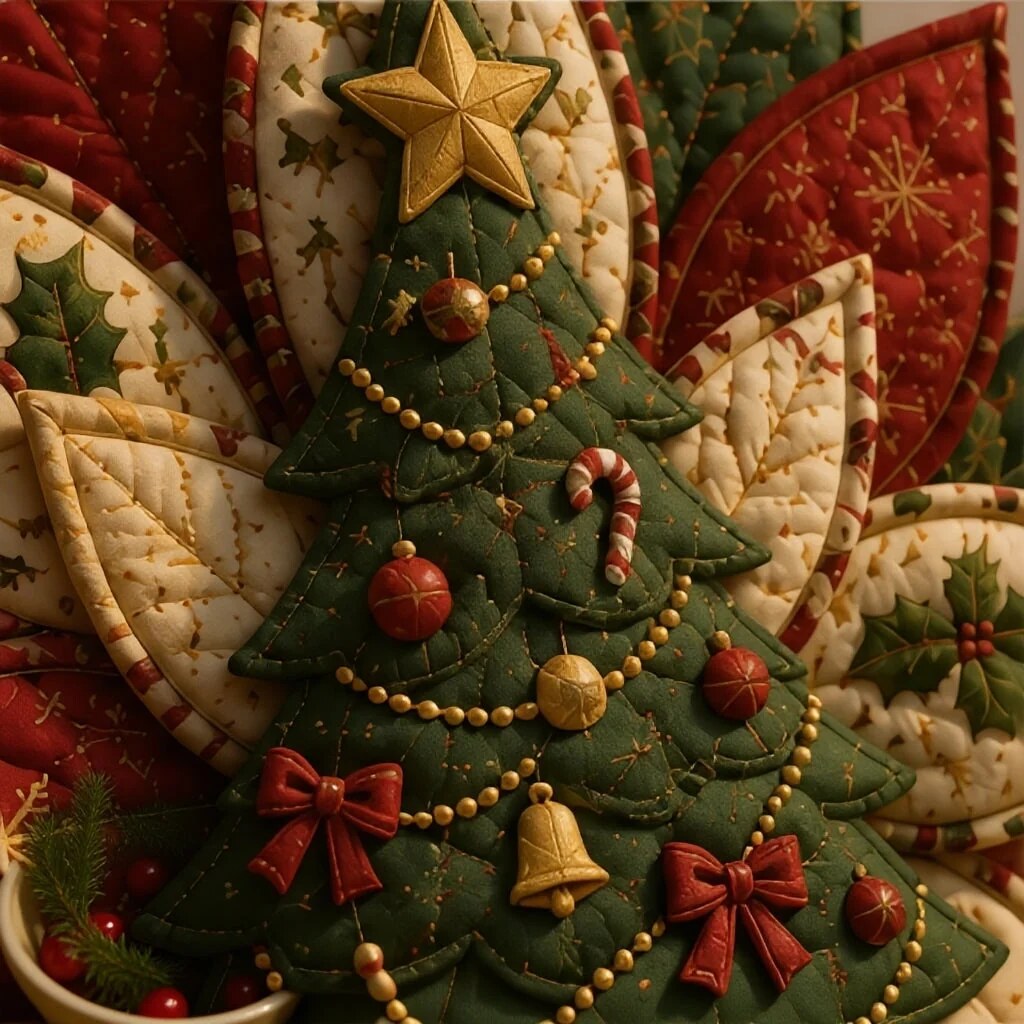 Tableau de Noël à fabriquer – pièces de tissu à assembler
