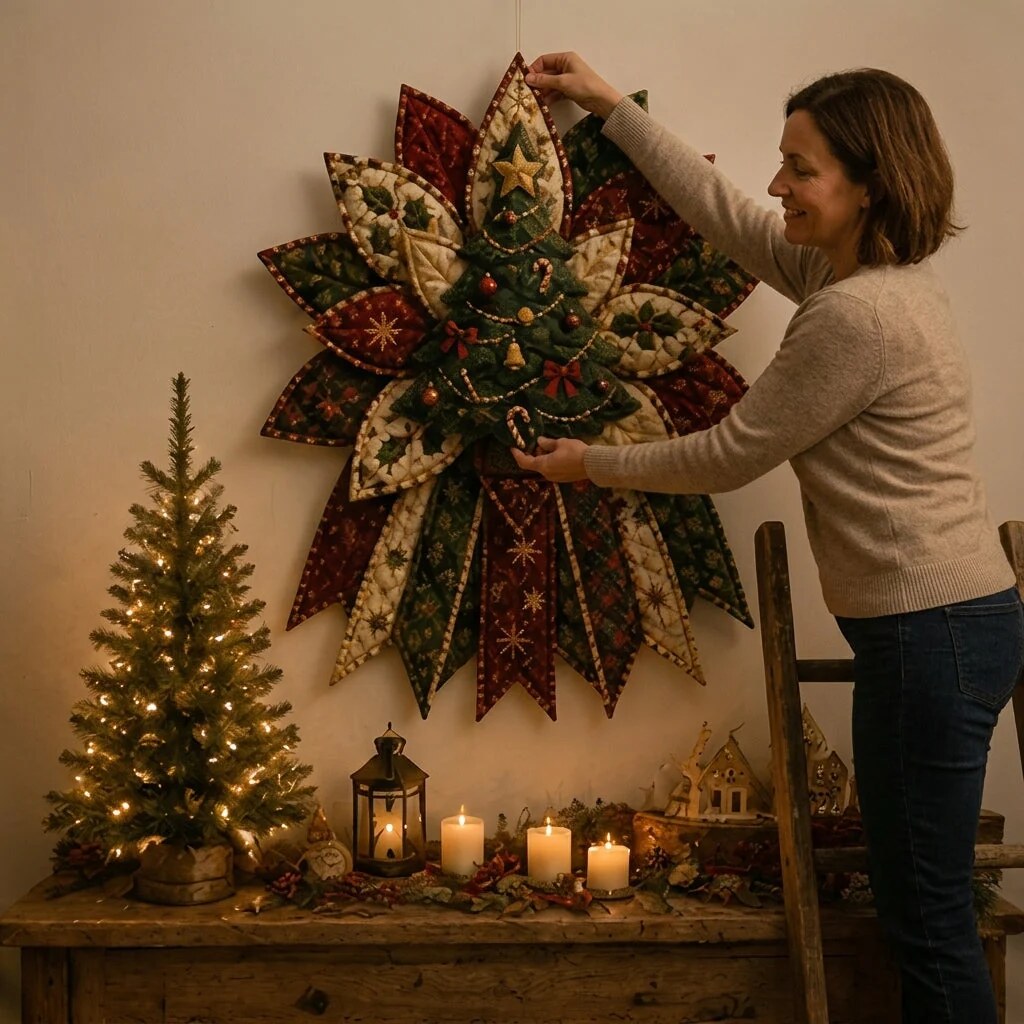 Tableau de Noël à fabriquer – pièces de tissu à assembler