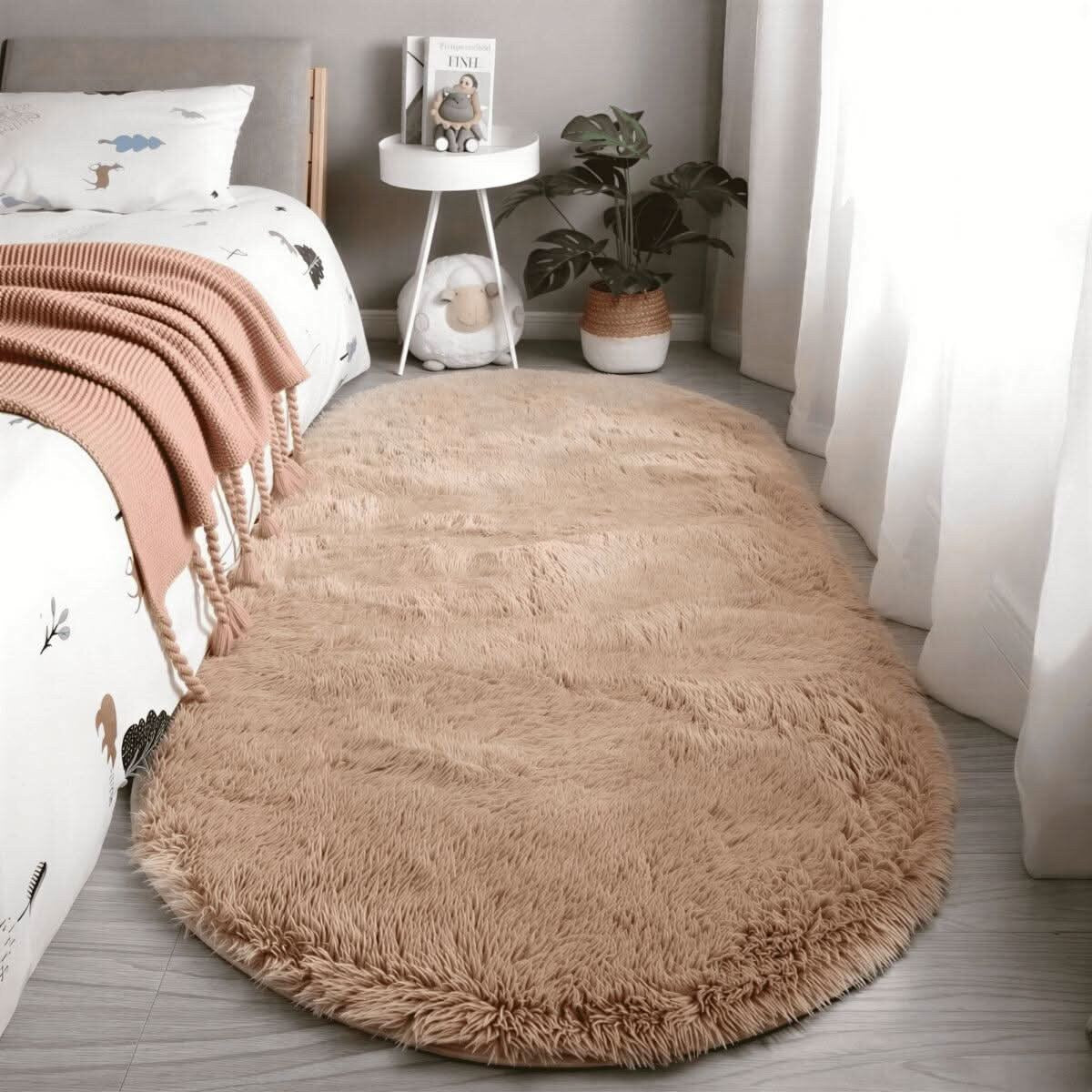 Tapis Ovale Antidérapant – Pluche Douillette pour Chambre
