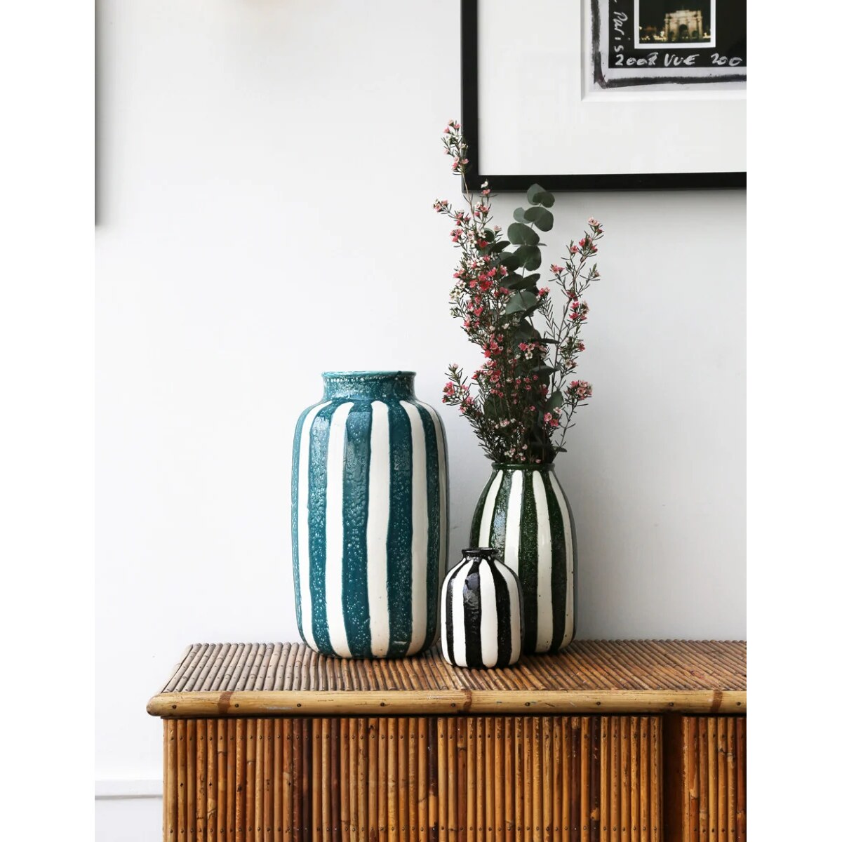 Vase rayé Riviera – céramique artisanale, cinq coloris