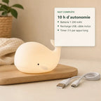 Veilleuse baleine – silicone souple et tactile pour bébé