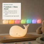 Veilleuse baleine – silicone souple et tactile pour bébé