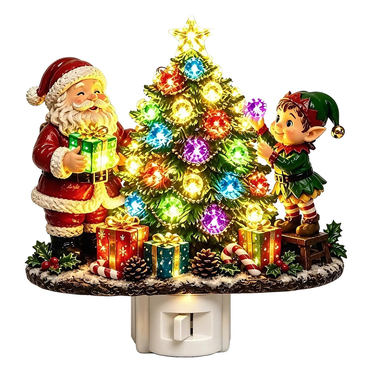 Veilleuse de Noël – luminaire strassé avec Père Noël