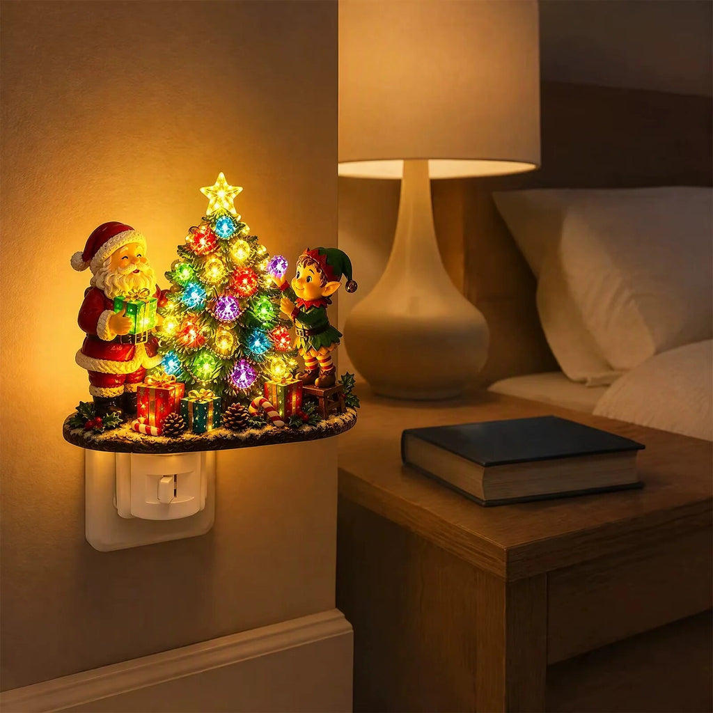 Veilleuse de Noël – luminaire strassé avec Père Noël
