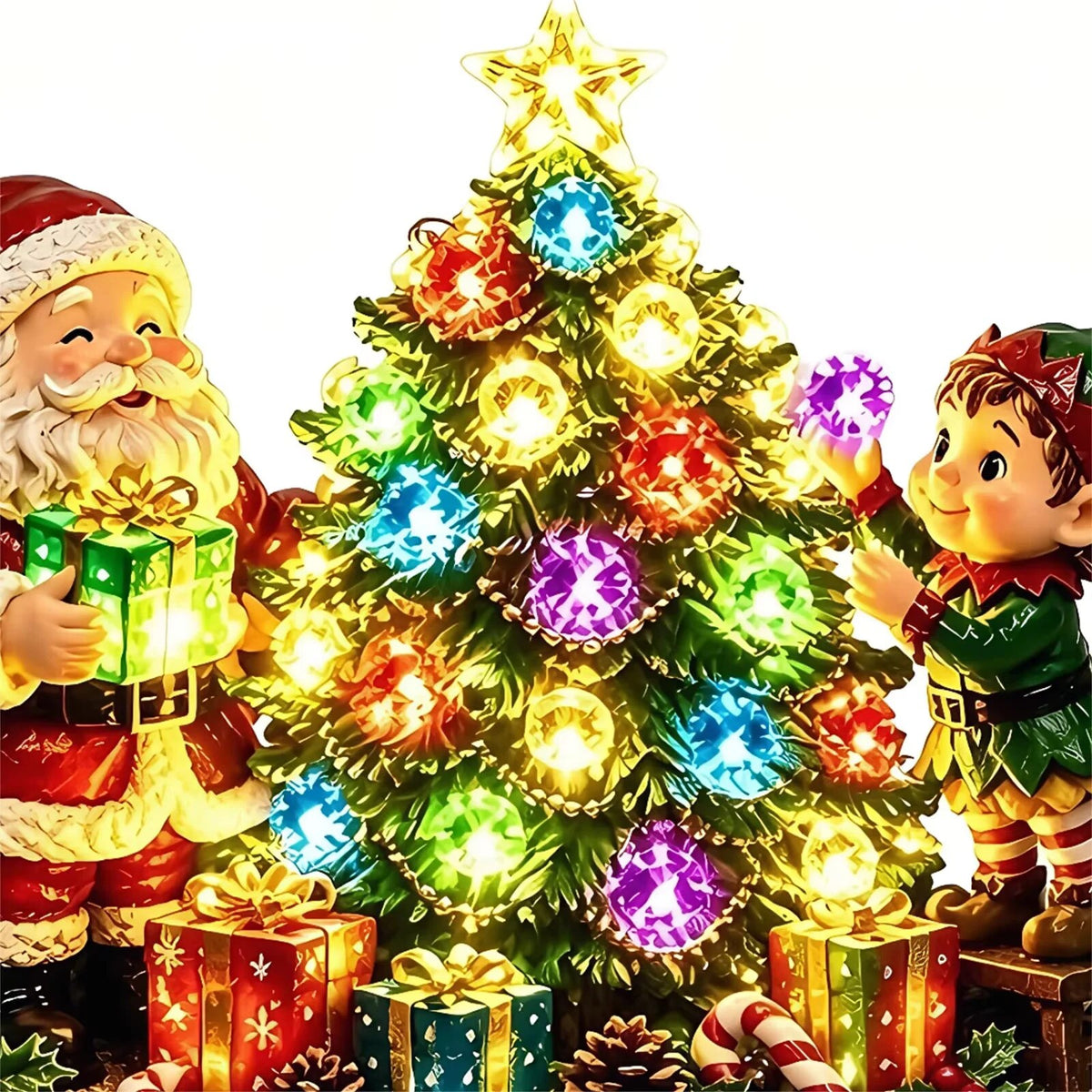 Veilleuse de Noël – luminaire strassé avec Père Noël
